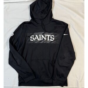 NEW ORLEANS SAINTS Nike Sweater Mens Small Black Therma Fit NFL Football Hoodie‎